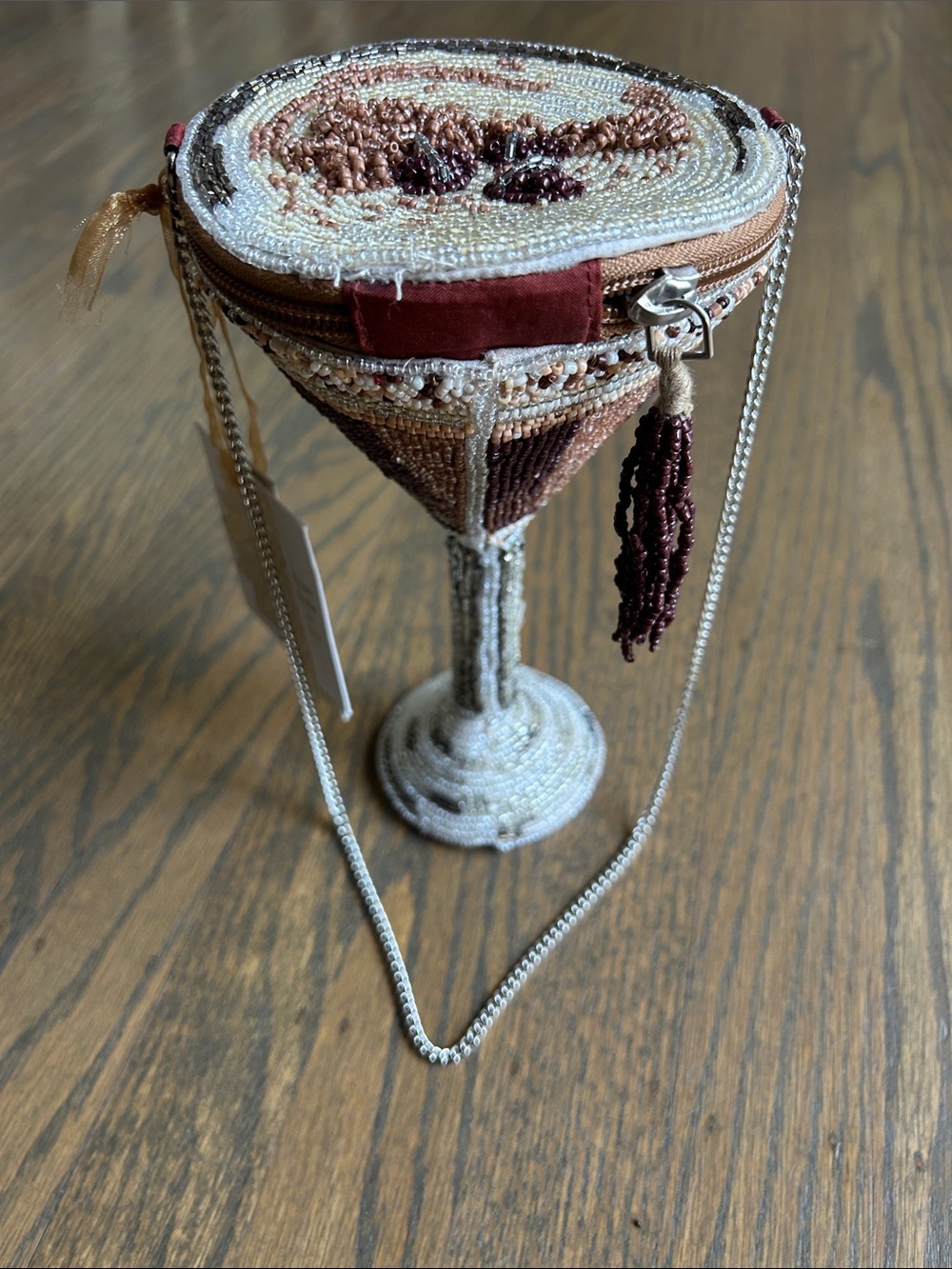Espresso Martini Glass Beaded Bag - Brown & Cream Viral TikTok